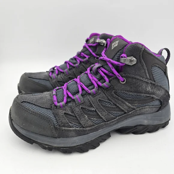 Columbia Crestwood Mid Waterproof Hiking Shoes, Graphite, Bright Plum, Women's 6 - Picture 6 of 16